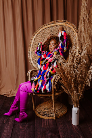 Vibrant Multicolor Faux Fur Coat